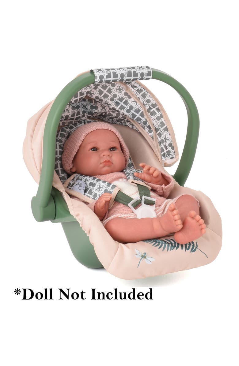 Roma Prams Rhs Doll Car Seat Fern Cream & Green, Carrier Travel Accessory, Alternate, color, Multicolored