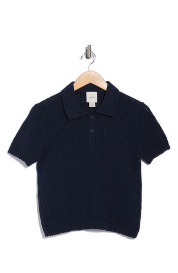 Calvin Klein Open Stitch Cotton Blend Polo In Blue