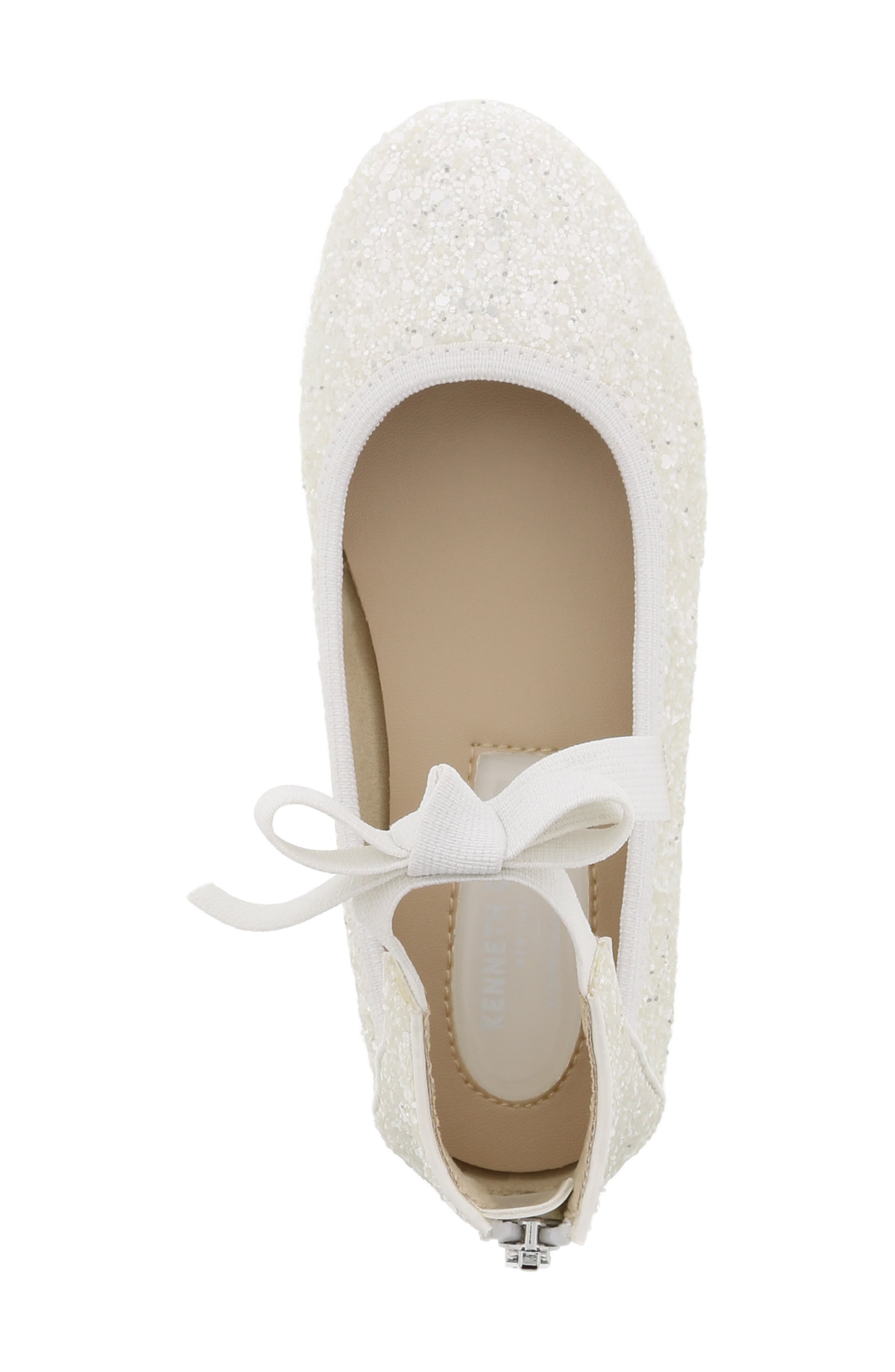 Rose Bow Ballet Flat, Alternate, color, WHITE SUGAR GLITTER
