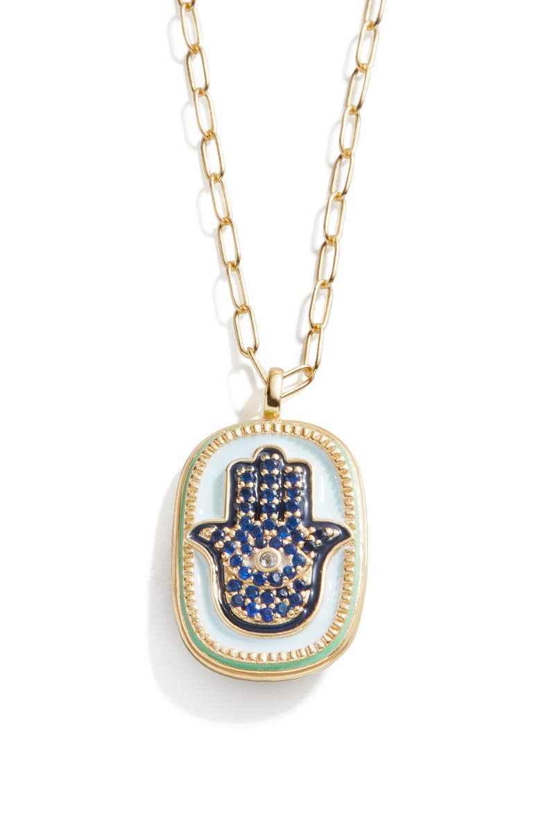 BaubleBar Inanna Hamsa Pendant Necklace, Main, color, 