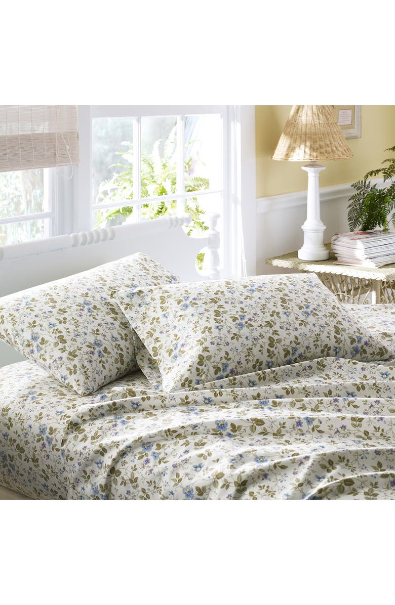 Laura Ashley Spring Bloom 4-Piece Floral 300-Thread Count Sateen Sheet Set, Alternate, color,