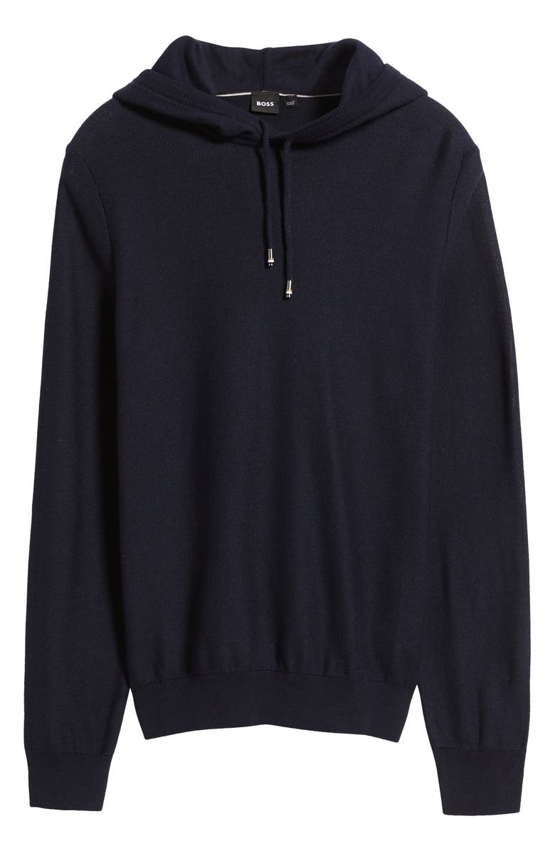 BOSS Trapani Mesh Sweater Hoodie, Alternate, color, Dk Bu