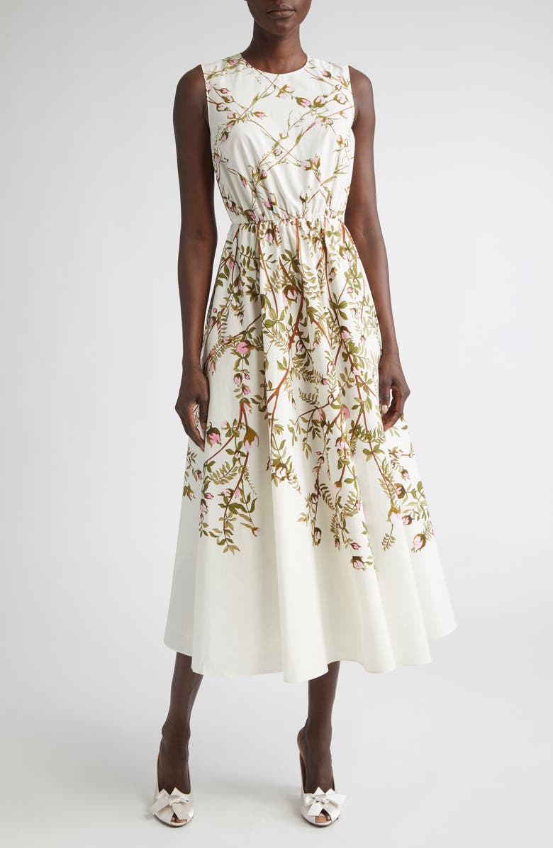 Giambattista Valli Floral Sleeveless Cotton Midi Dress, Main, color, Rose Multi