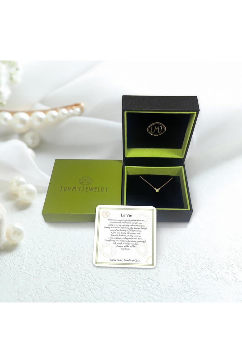 Cushion Cut Peridot & Diamond Birthstone Necklace in 14K Gold, Alternate, color, White Gold