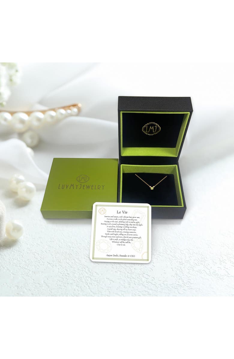 LuvMyJewelry Cushion Cut Peridot & Diamond Birthstone Necklace in 14K Gold, Alternate, color, 