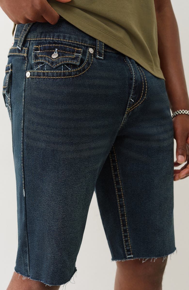 True Religion Ricky Raw Hem Straight Leg Denim Shorts, Alternate, color, 