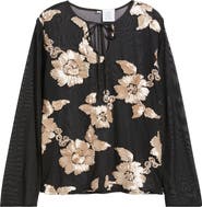 NIKKI LUND Frea Floral Tie Neck Top