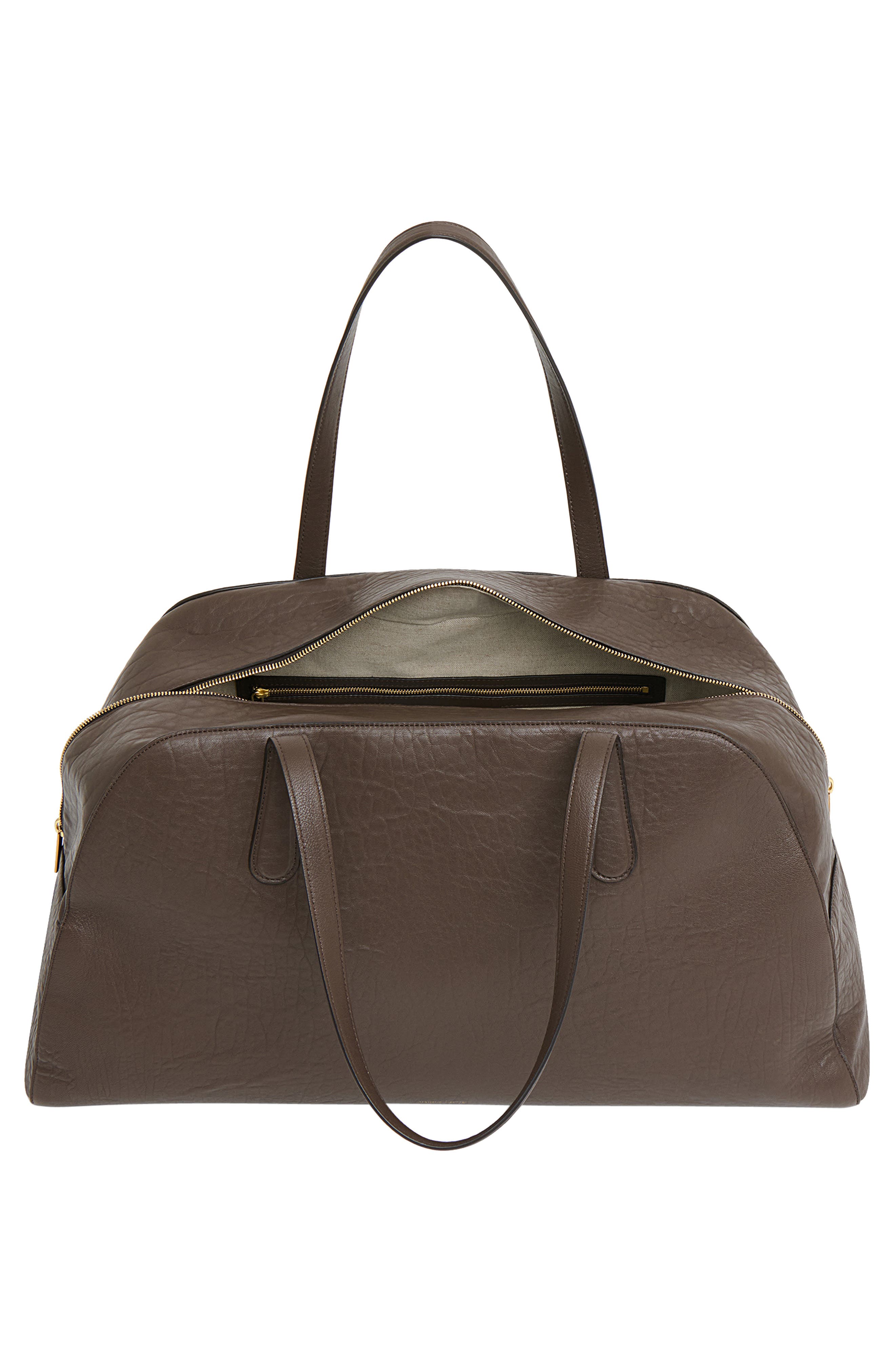 Mansur Gavriel Helios Leather Travel Bag, Alternate, color, Ebony
