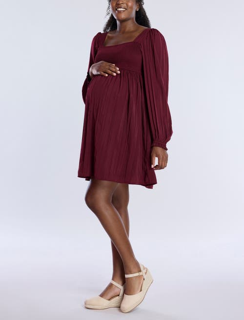 MOTHERHOOD MATERNITY MOTHERHOOD MATERNITY SMOCKED BABYDOLL LONG SLEEVE MINI DRESS