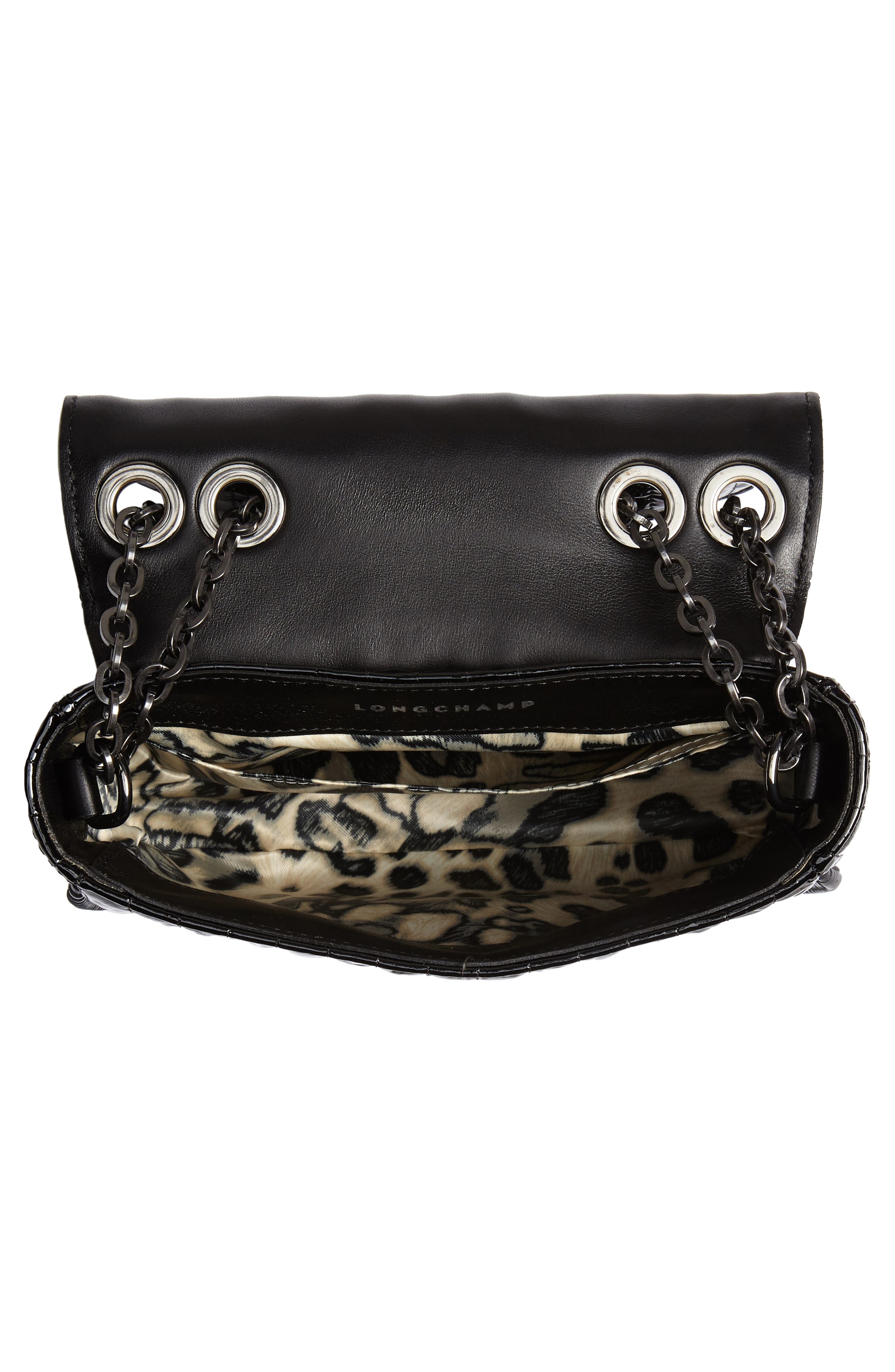 Amazone Vernis Leather Crossbody Bag, Alternate, color, BLACK