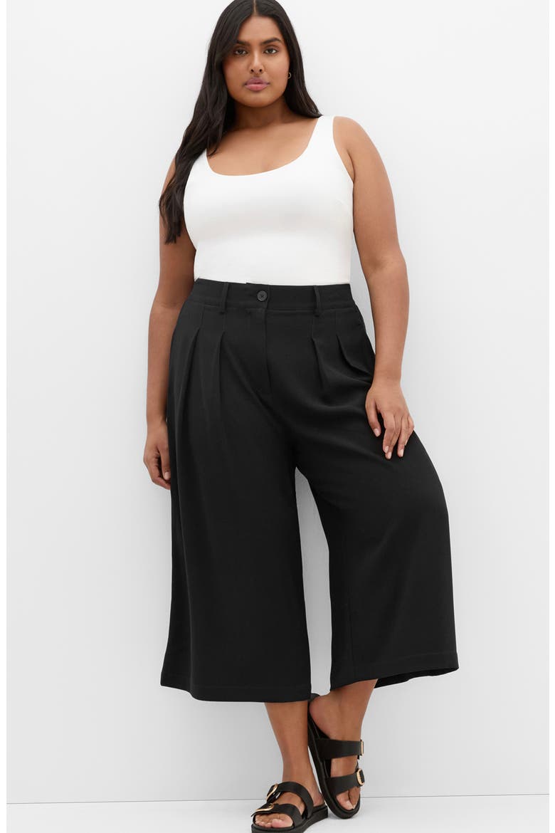 Abbie Wide Leg Crop Pants, Alternate, color, BLACK