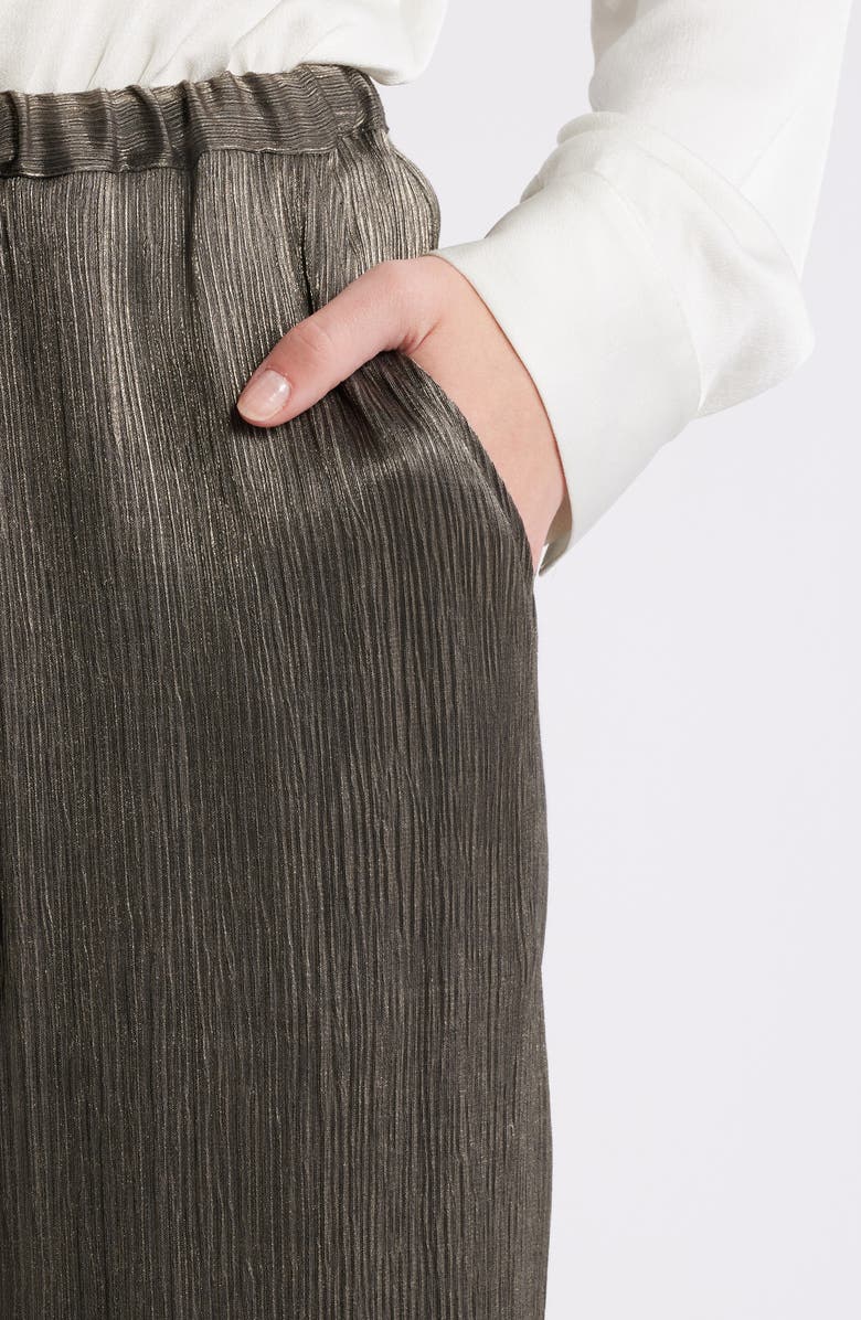 Nation LTD Paloma Plissé Wide Leg Drawstring Pants, Alternate, color, Graphite Foil