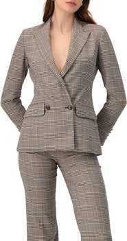 IVONNE Double-Breasted Prince of Wales Blazer
