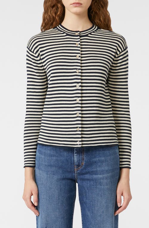 Weekend Max Mara Eritea Stripe Cotton Cardigan In Black