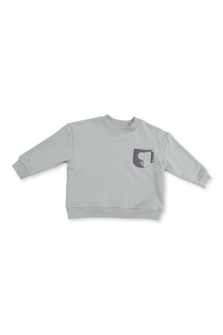 Kids' Dino French Terry Sweatshirt, Main, color, GREEN