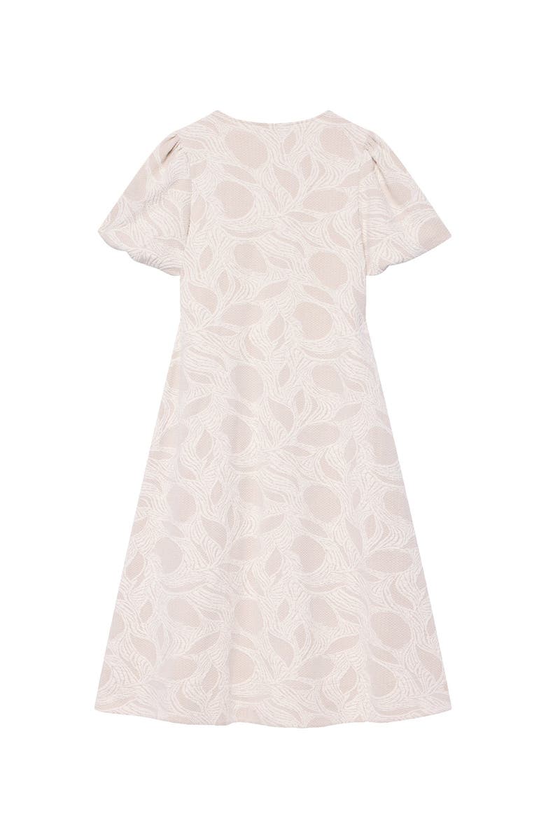 MINT VELVET Jacquard Puff Sleeve Midi Dress, Alternate, color, Cream