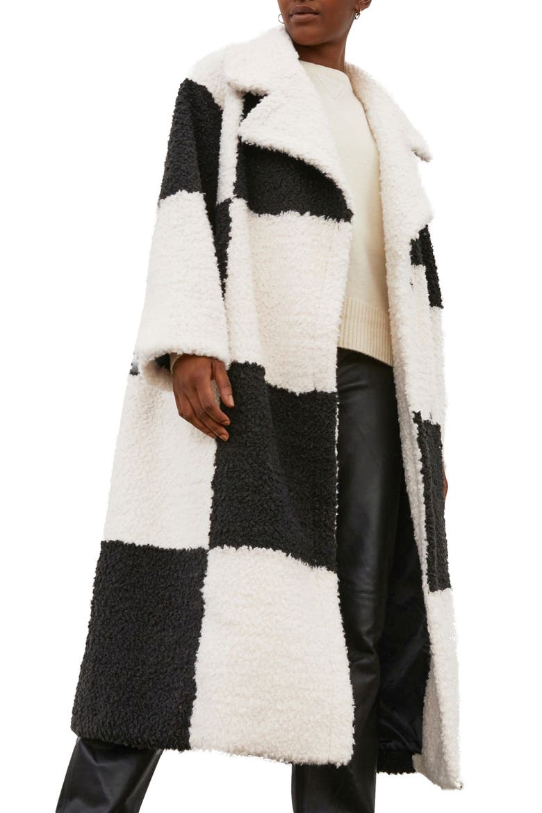 Colorblock Faux Shearling Coat, Main, color, CREAM