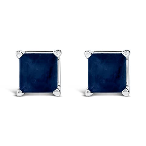 14K Gold 5x5MM Princess Cut Gemstone Solitaire Stud Earrings
