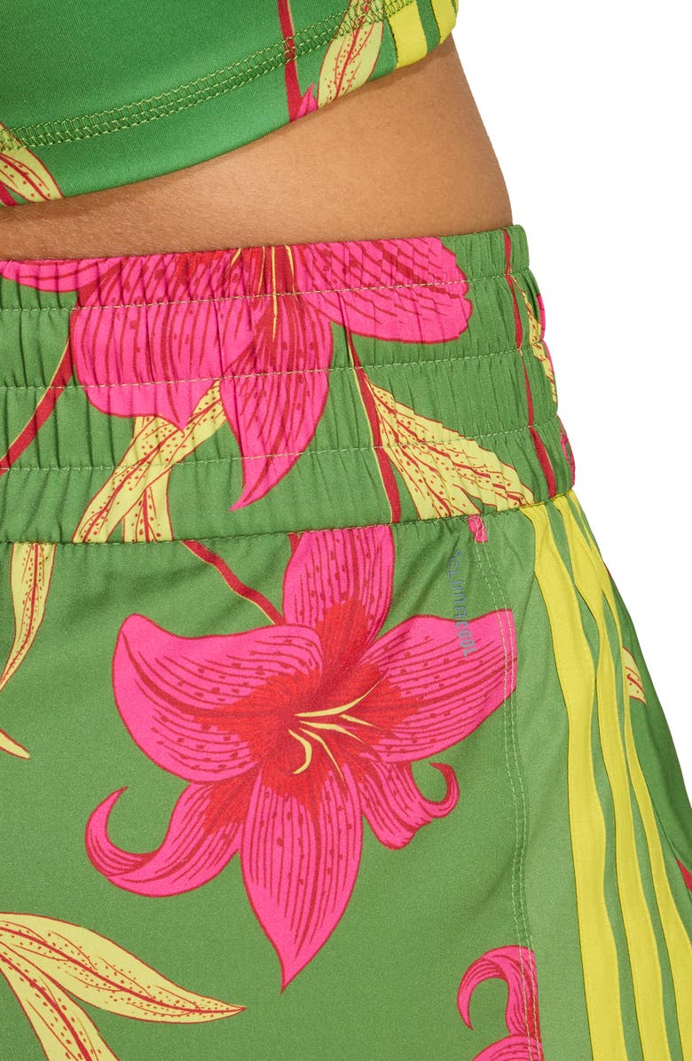 adidas x FARM Rio Pacer Shorts, Alternate, color, Crew Green/ Magenta/ Lime