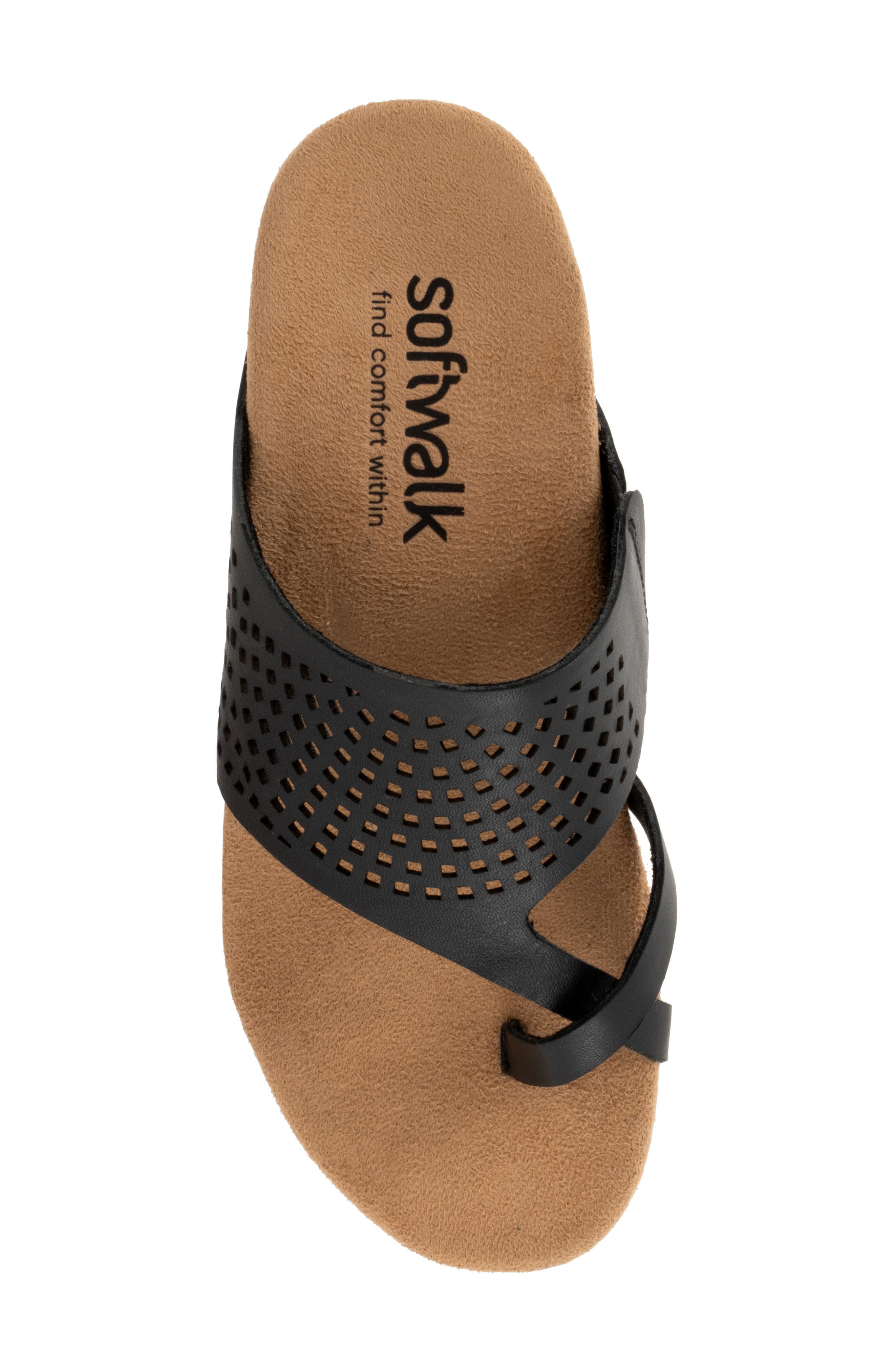 SoftWalk<sup>®</sup> Blaine Perf Platform Wedge Slide Sandal, Alternate, color, Black