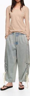 Bimba y Lola Denim Joggers With Gathering