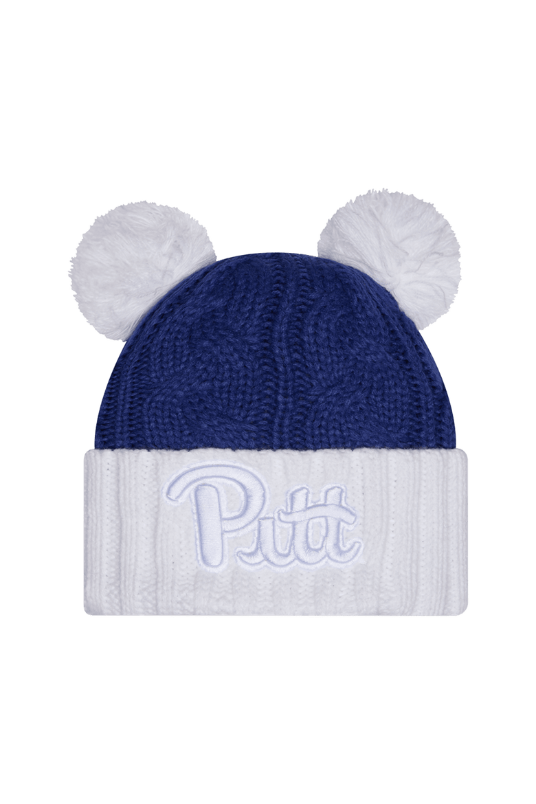 Women's New Era  Royal Pitt Panthers Tonal Cuffed Knit Hat with Double Poms, Main, color, Royal