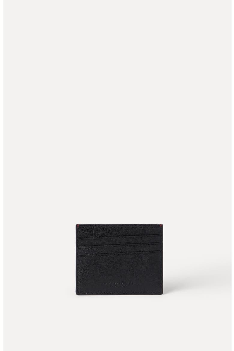 Grained leather card holder, Alternate, color, Black
