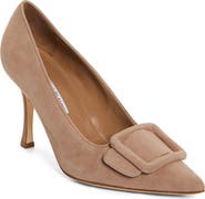 Manolo Blahnik Maysale Buckle Pointed Toe Pump