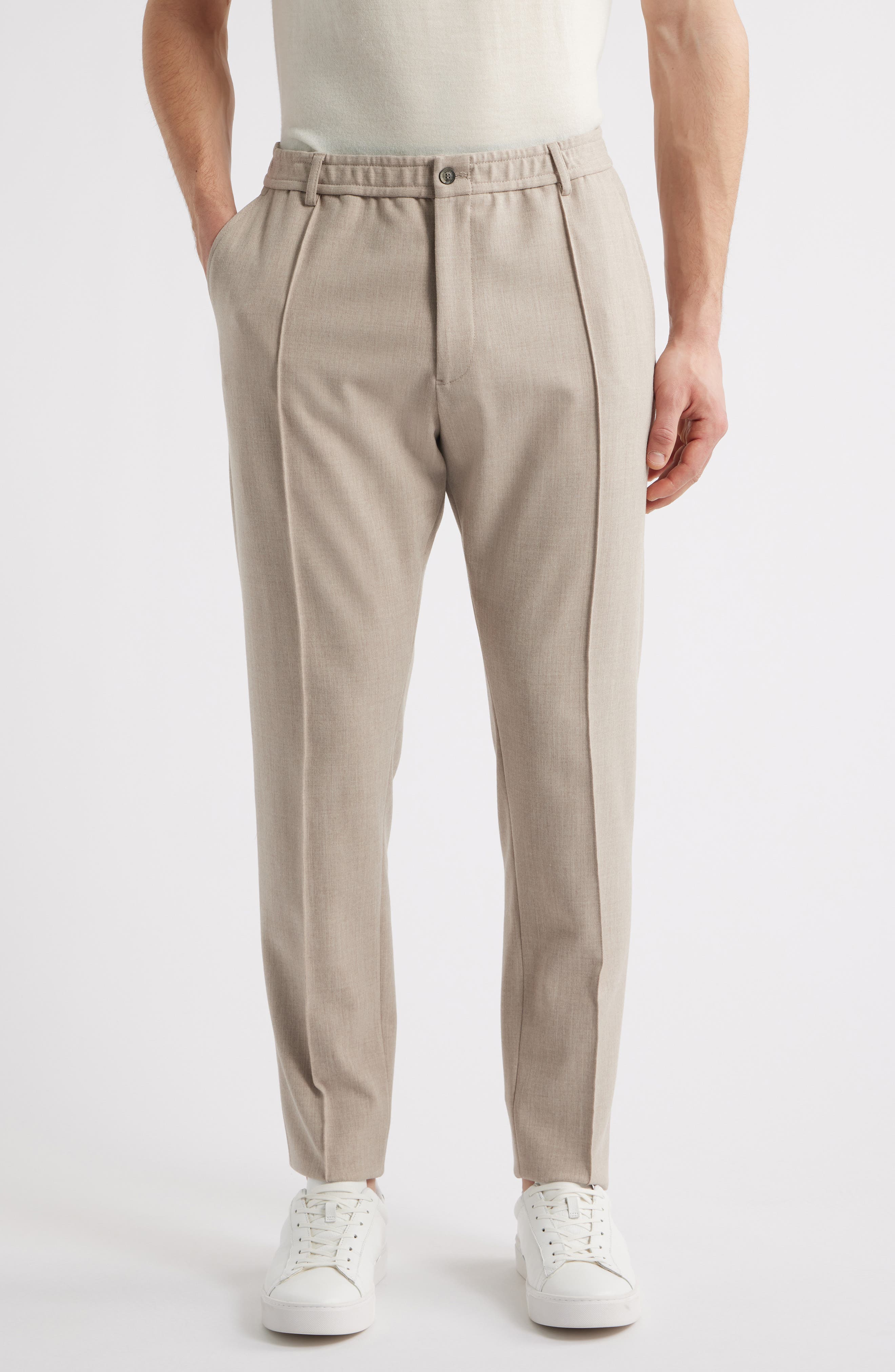 Emporio Armani Flat Front Mélange Stretch Gabardine Pants