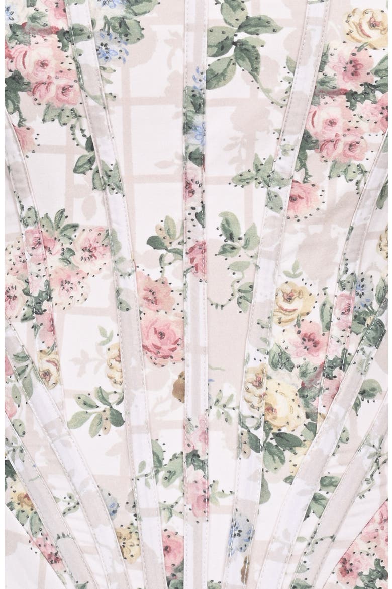 Cadie Stretch Cotton Corset Top, Alternate, color, VINTAGE FLORAL AND CREAM