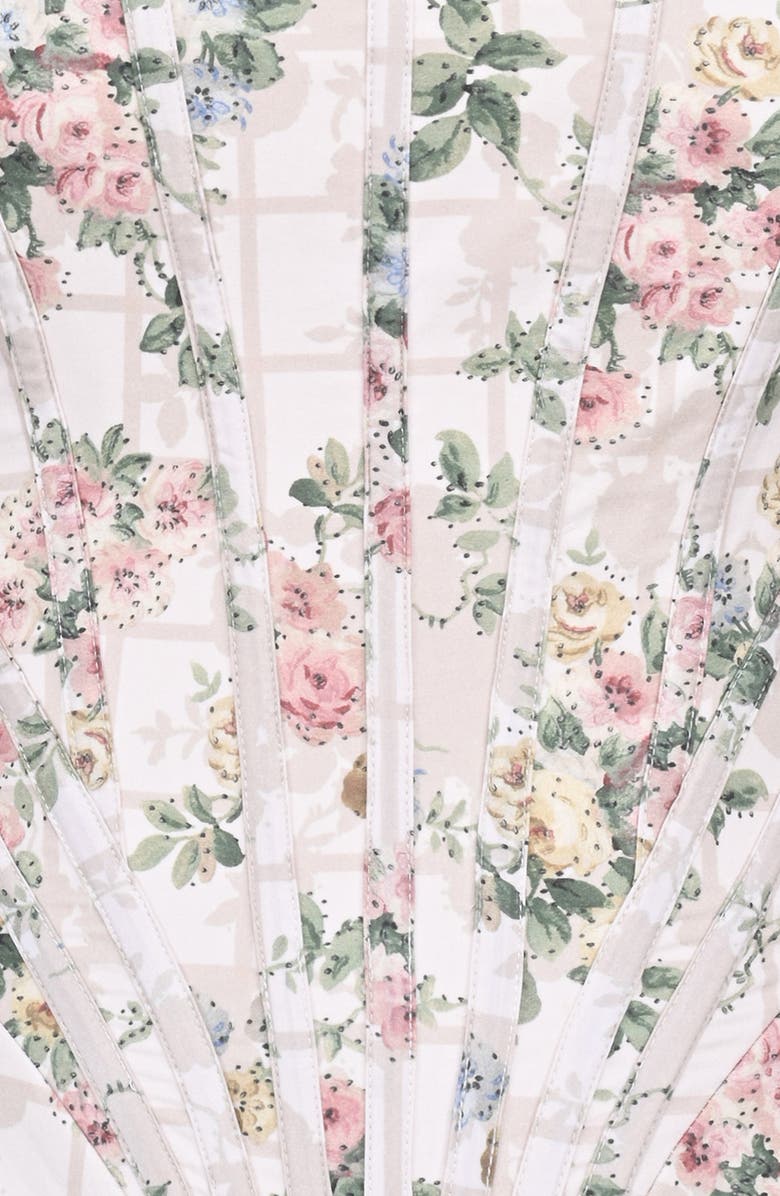HOUSE OF CB Cadie Stretch Cotton Corset Top, Alternate, color, Vintage Floral And Cream