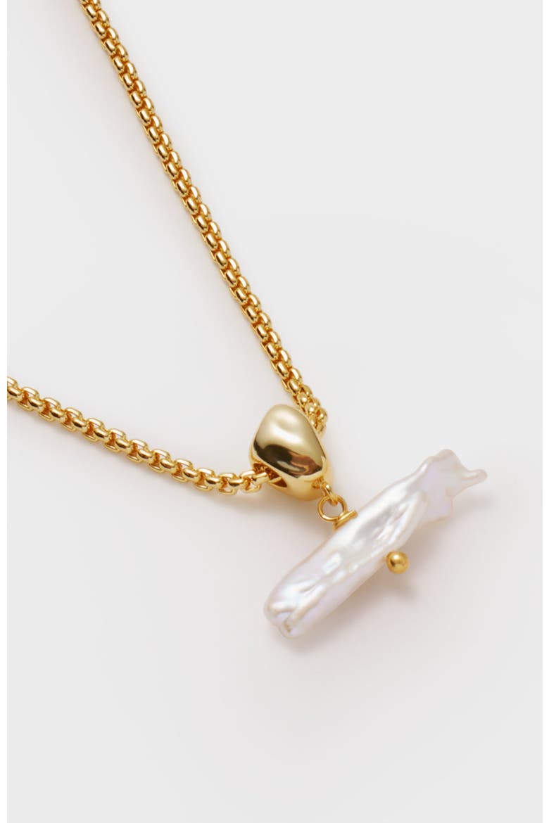 Sol Pearl T-Bar Necklace, Alternate, color, Gold