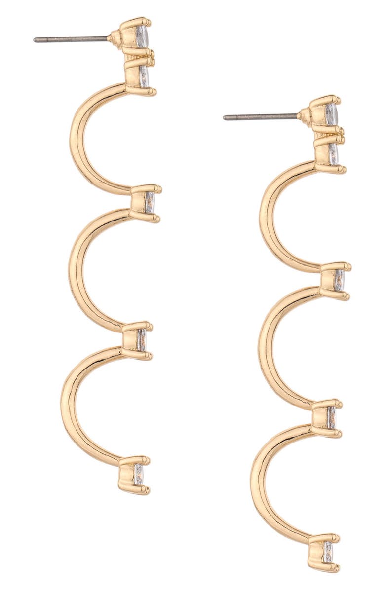 Ettika Crystal Scallop Drop Earrings, Alternate, color, Gold