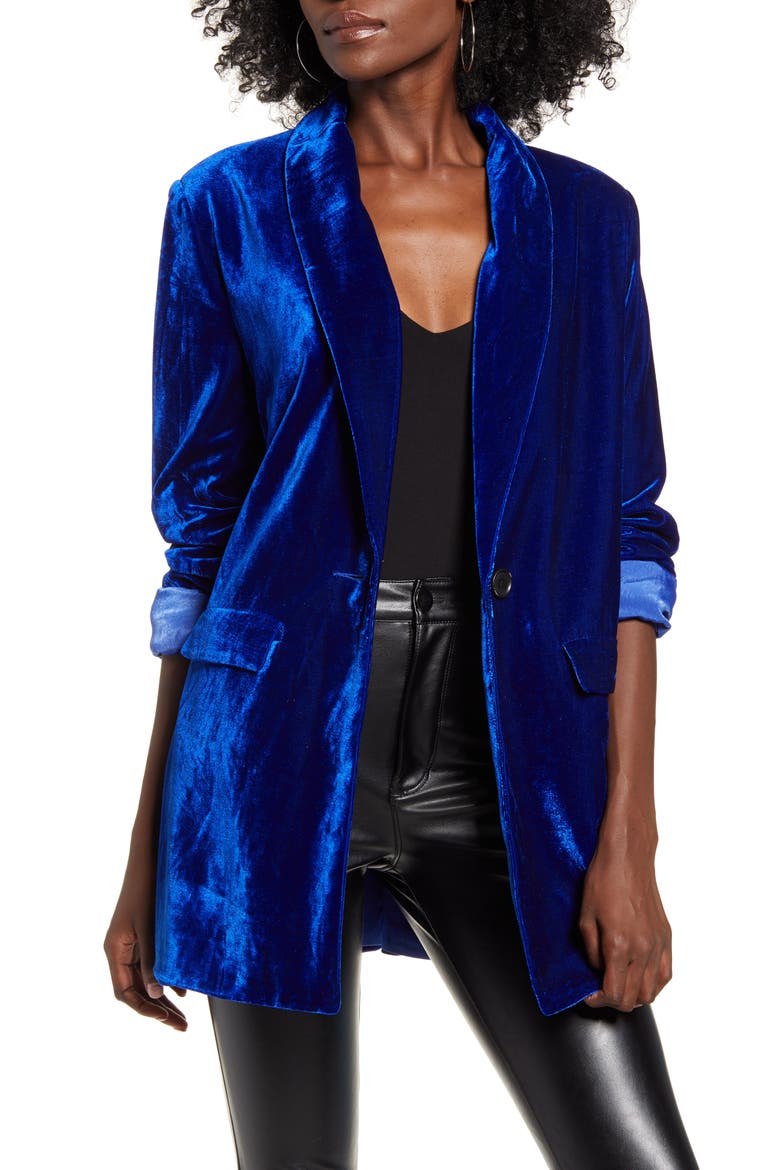 Velvet Blazer, Main, color, BLUE
