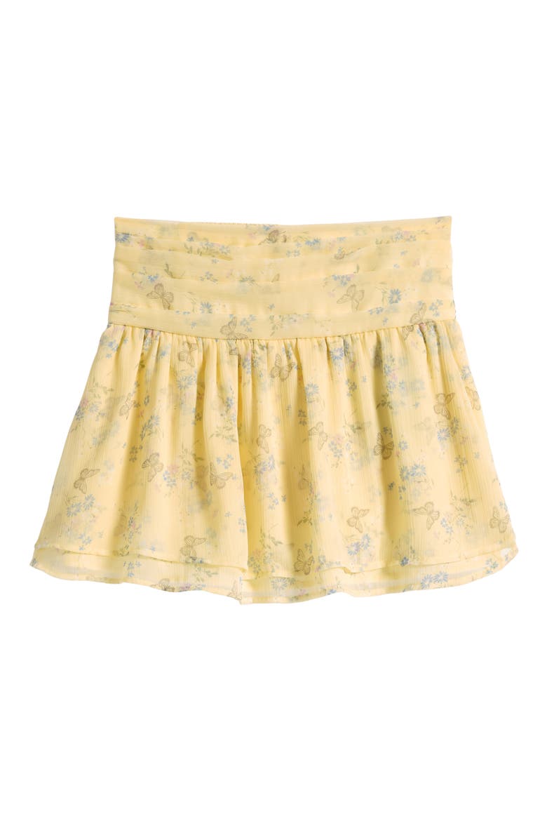 Kids' Ruched Waistband Skort, Main, color, YELLOW BUTTERFLY FLORAL