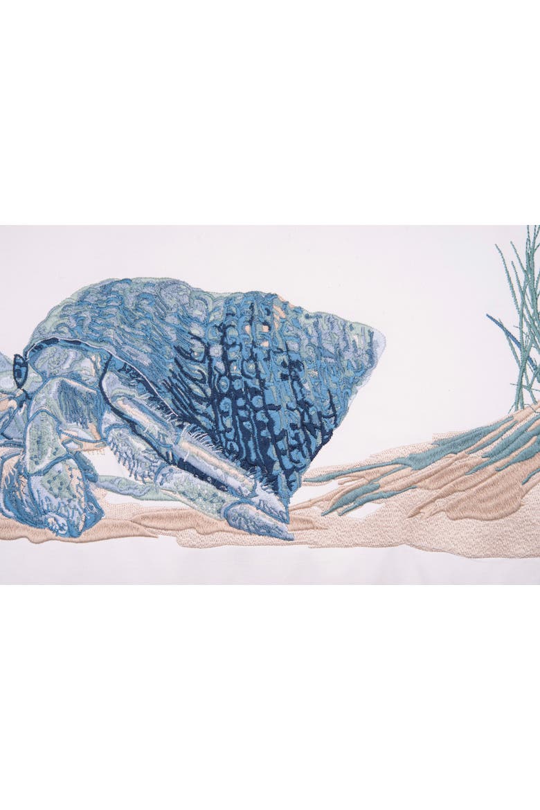 Hermit Crab Coastal Sand Beach Embroidered Lumbar Throw Pillow, 12" x 21", Alternate, color, Blue