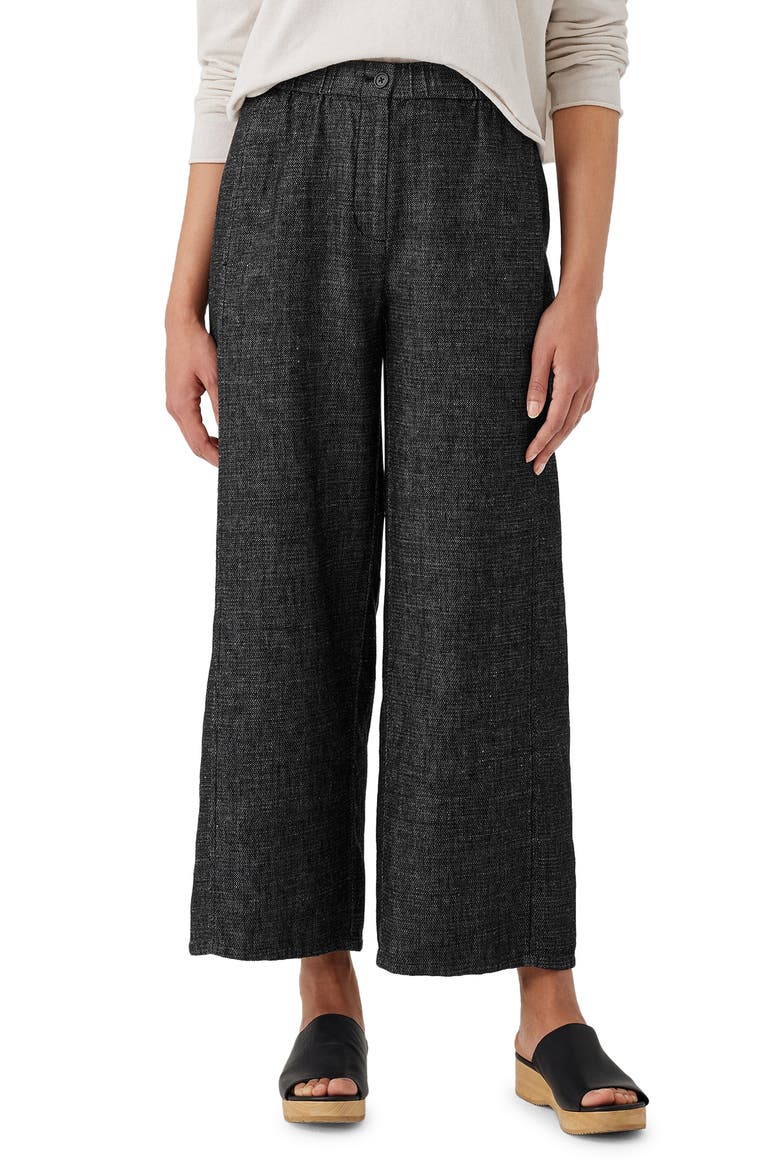 Hemp & Organic Cotton Ankle Wide Leg Pants, Main, color, BLACK