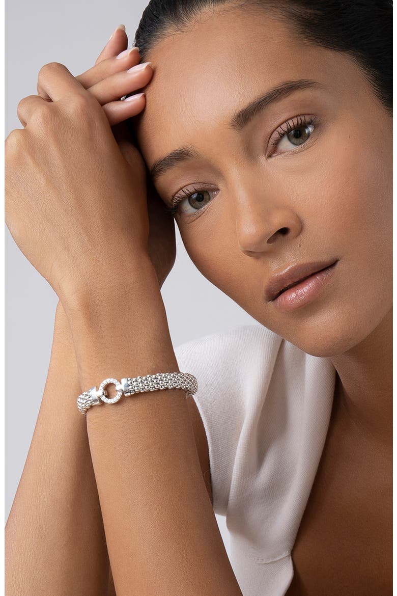 Enso Circle Game Diamond Caviar Rope Bracelet, Alternate, color, SILVER