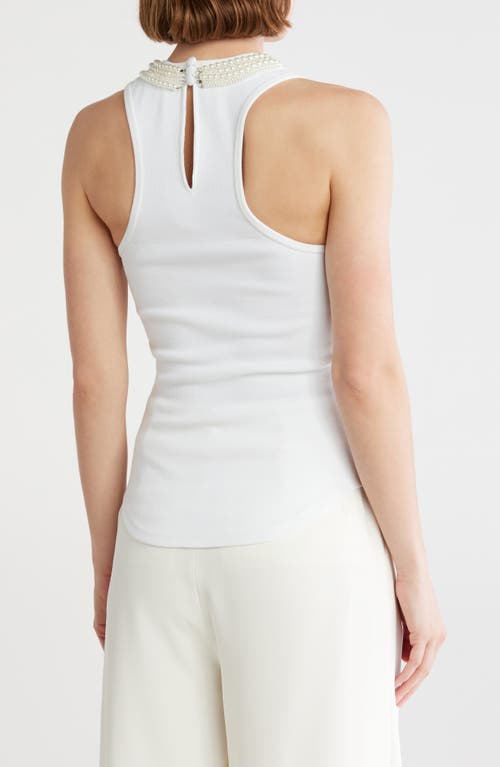 Cinq À Sept Lizzie Faux Pearl Chain Embellished Tank