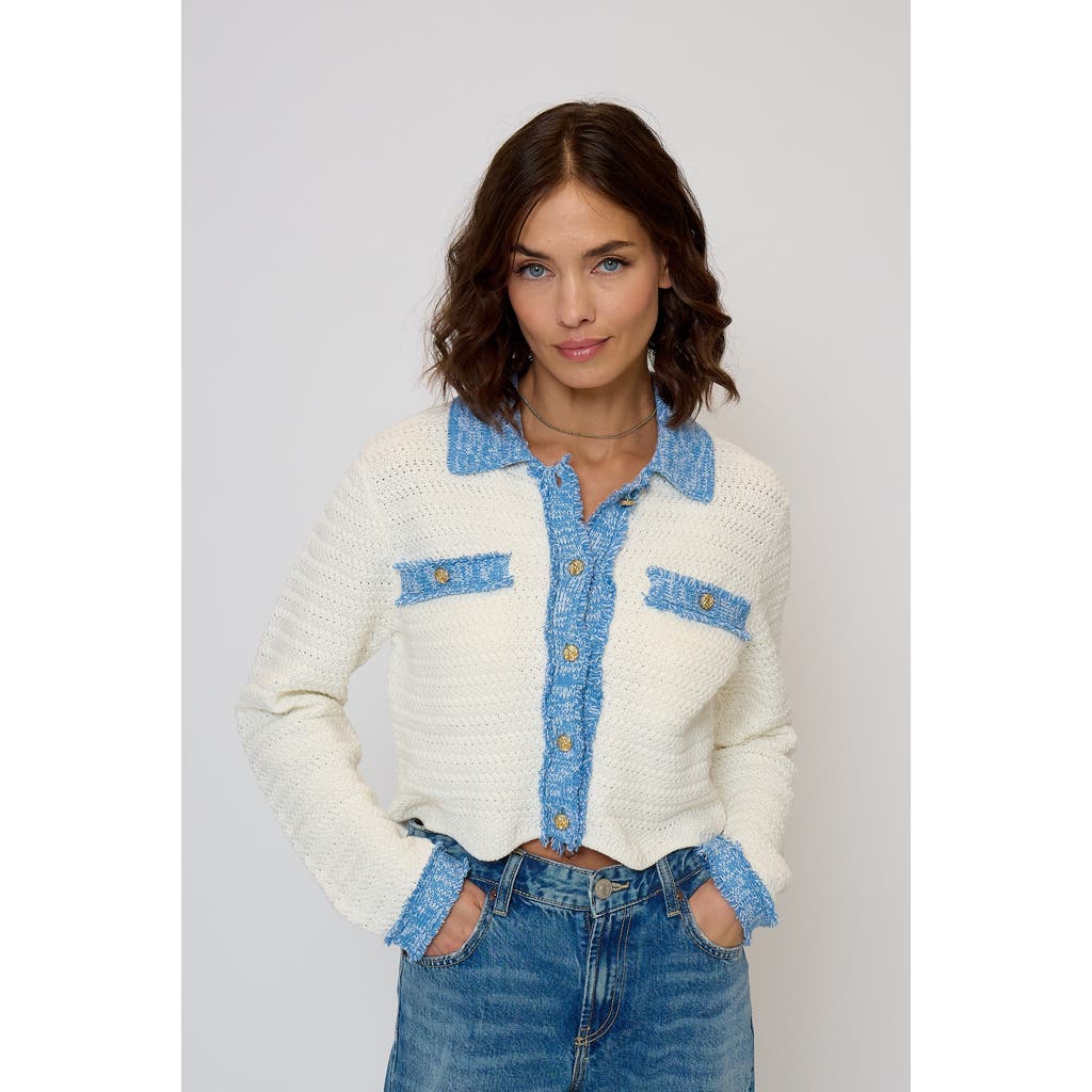 Central Park West Rose Scallop Edge Sweater In Neutral