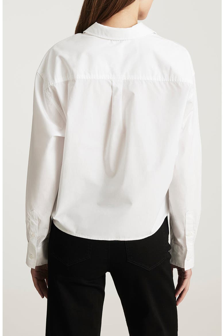 Long Sleeve Crop Cotton Button-Up Shirt, Alternate, color, WHITE