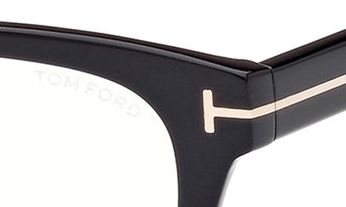 Tom Ford 52mm Square Blue Light Blocking Optical Glasses In Black Rose Gold/t Logo