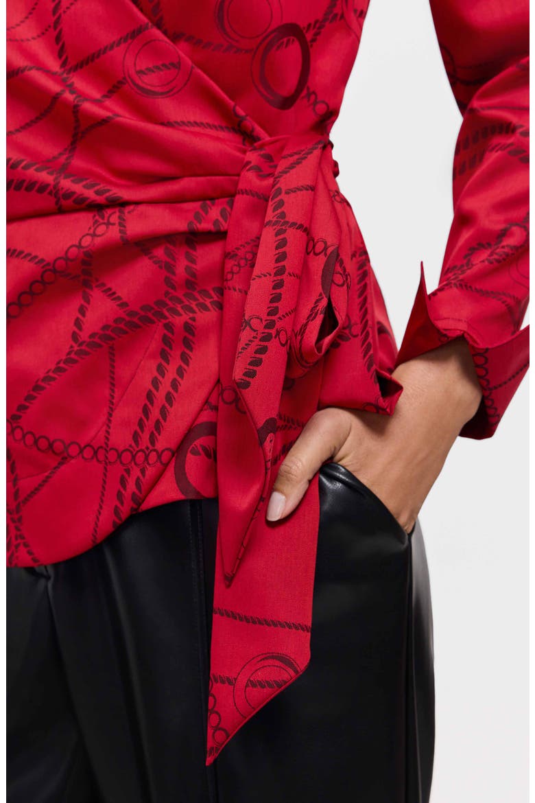 Salina Print Wrap Shirt, Alternate, color, RED/ BLACK