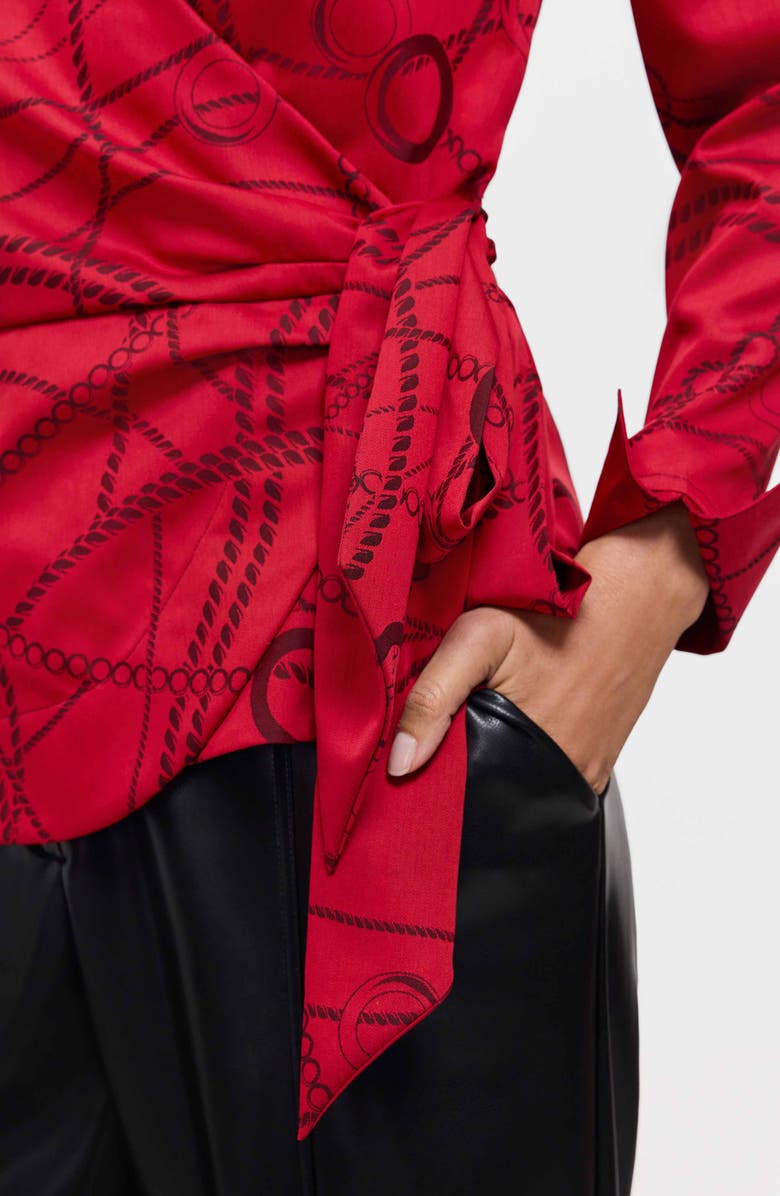 Foxcroft Salina Print Wrap Shirt, Alternate, color, Red/ Black