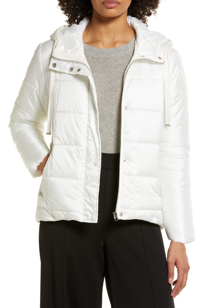 Hooded Quilted Jacket, Main, color, WHITE SNOW
