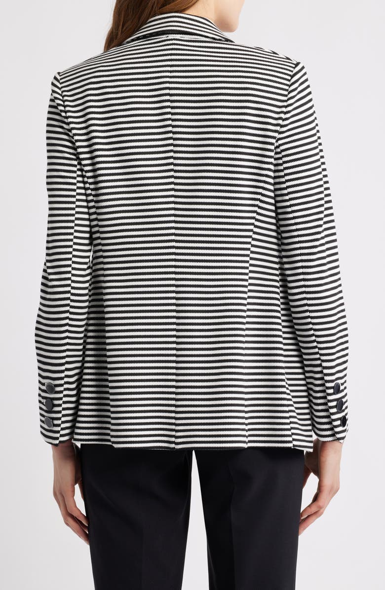 Anne Klein Stripe Knit Blazer, Alternate, color, Anne Black/ White Dove