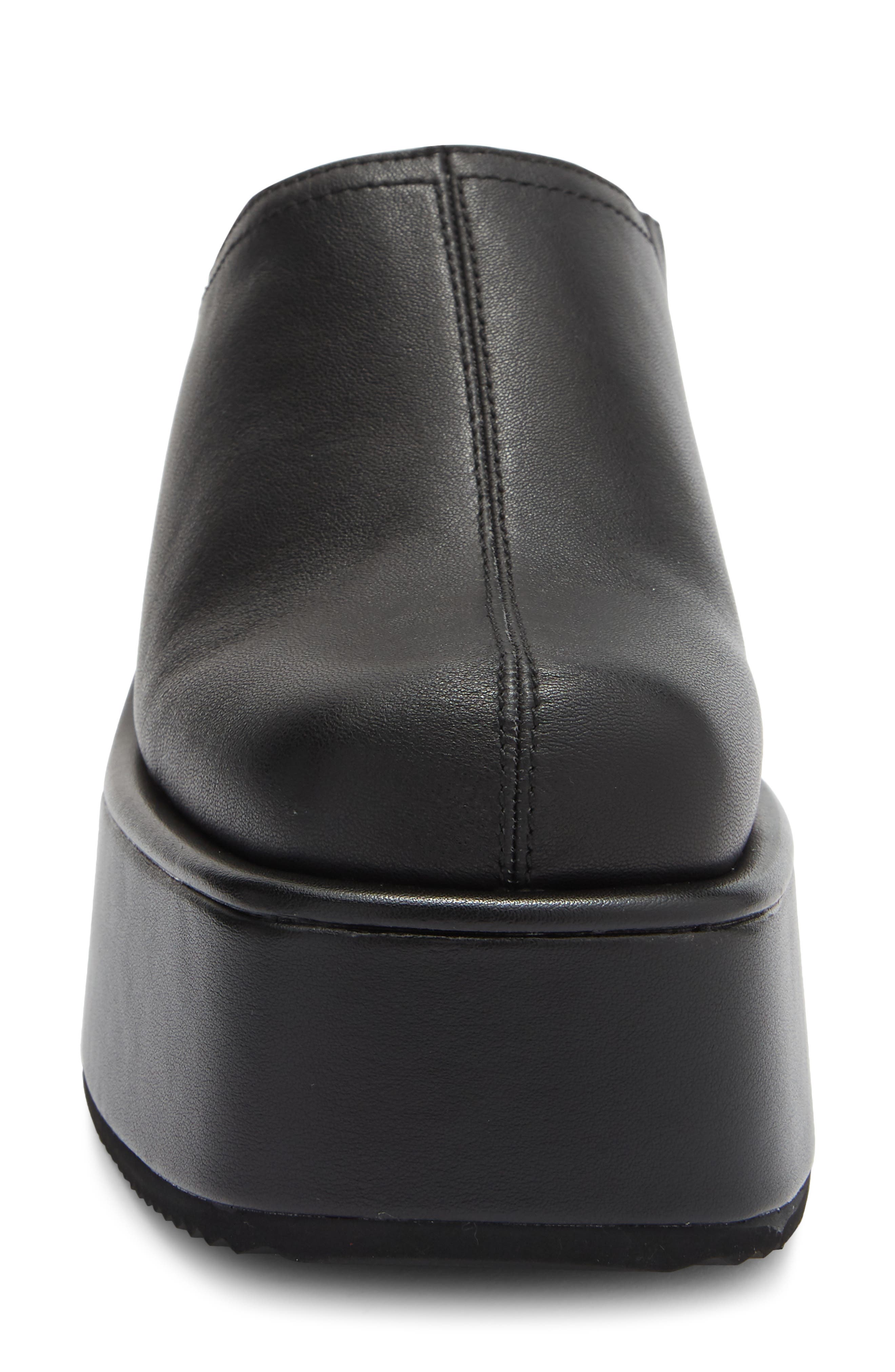 Waveform Leather Platform Wedge Mule, Alternate, color, BLACK