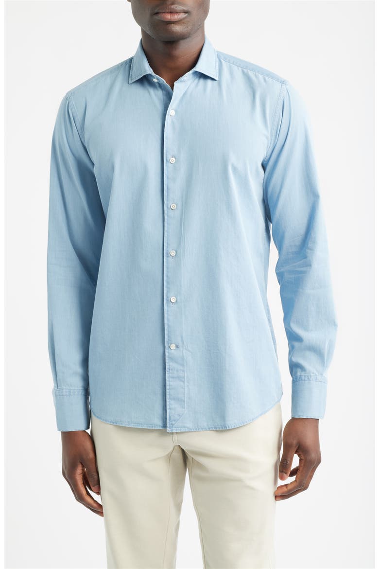 Crown Crafted Elio Cotton Button-Up Shirt, Main, color, LIGHT INDIGO
