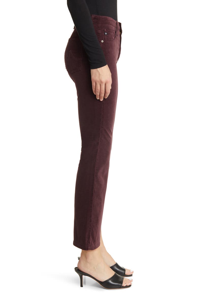 Farrah High Waist Crop Bootcut Velvet Pants, Alternate, color, PINOT NOIR