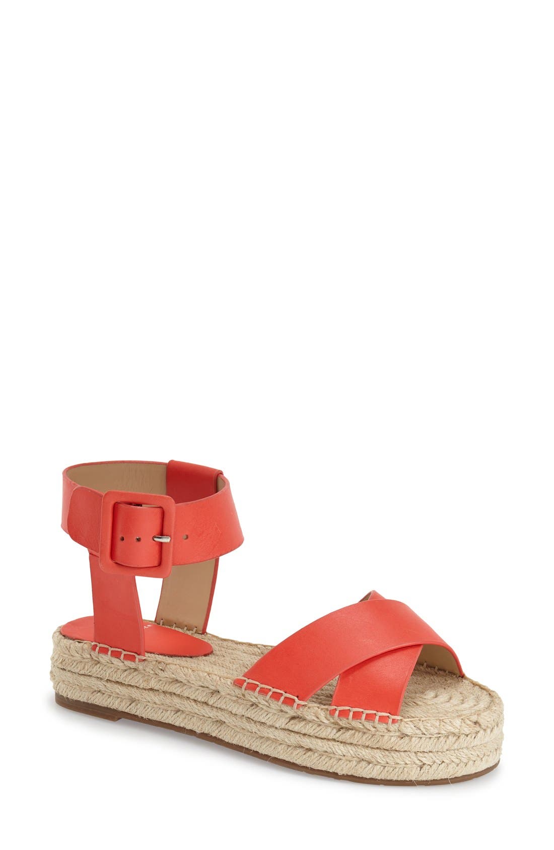 'Vienna' Espadrille Sandal, Main, color, RED LEATHER